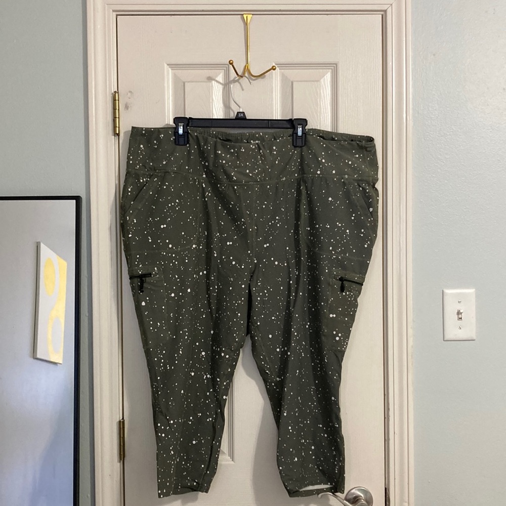 Happy Camper Capri Olive Dot Cargo Leggings 5xl Multi Pocket Activewear